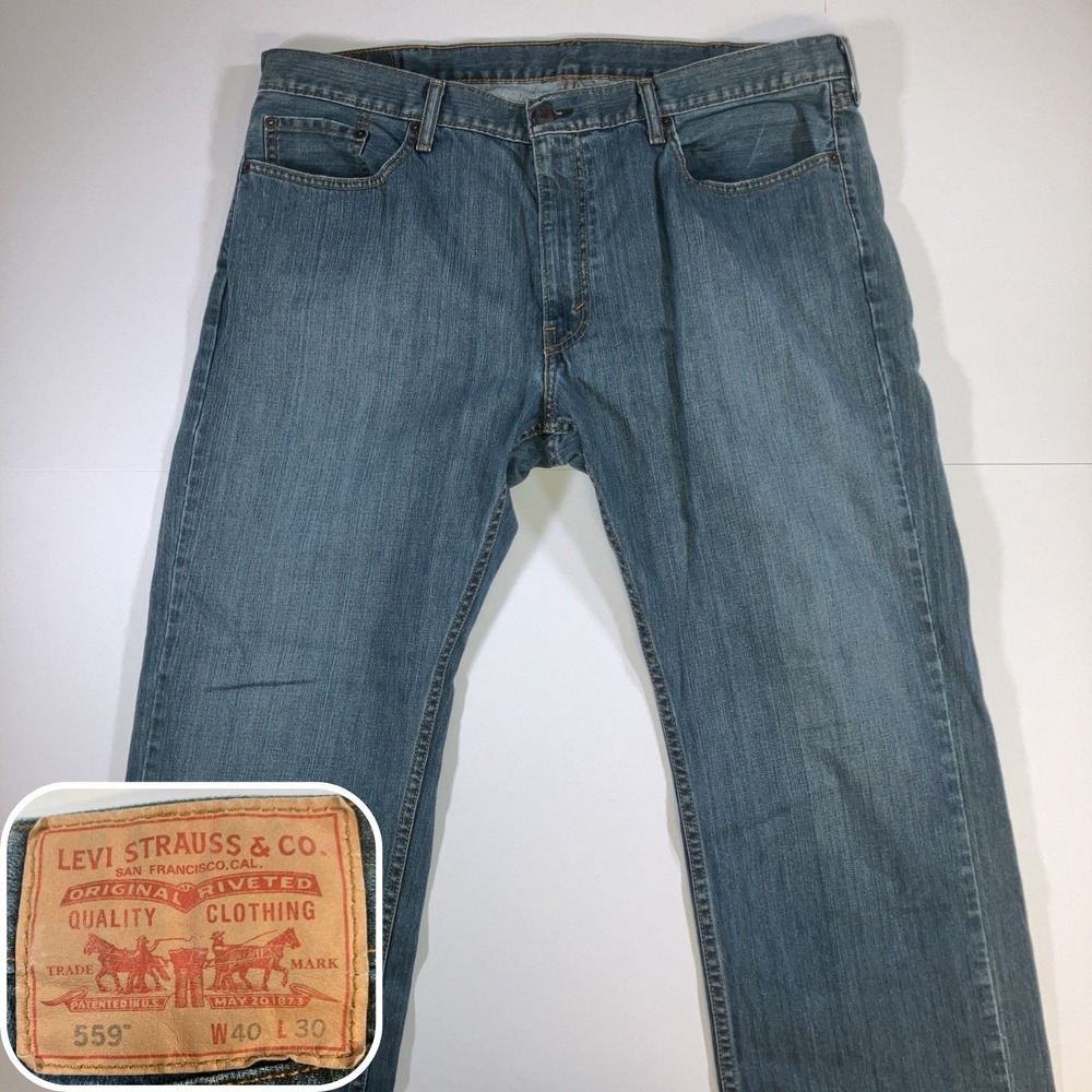 Levi's 559 Mens Relaxed Straight‎ Fit Jeans Medium Wash 40x30